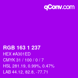 カラーコード: RGB 163 1 237 | qconv.com