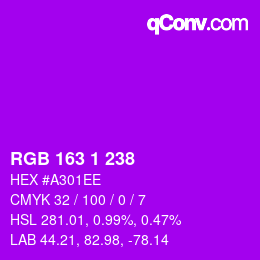 Color code: RGB 163 1 238 | qconv.com