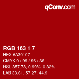 Code couleur: RGB 163 1 7 | qconv.com