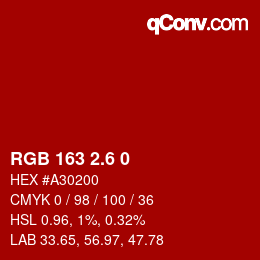 カラーコード: RGB 163 2.6 0 | qconv.com