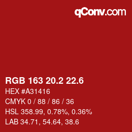 カラーコード: RGB 163 20.2 22.6 | qconv.com