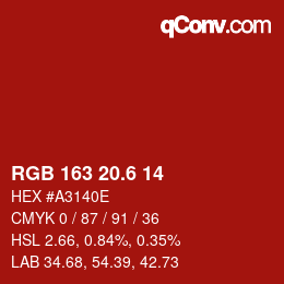 カラーコード: RGB 163 20.6 14 | qconv.com