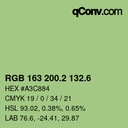 カラーコード: RGB 163 200.2 132.6 | qconv.com