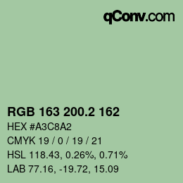 カラーコード: RGB 163 200.2 162 | qconv.com