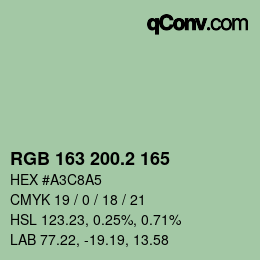 カラーコード: RGB 163 200.2 165 | qconv.com