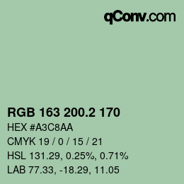カラーコード: RGB 163 200.2 170 | qconv.com