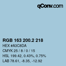 カラーコード: RGB 163 200.2 218 | qconv.com