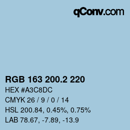 カラーコード: RGB 163 200.2 220 | qconv.com