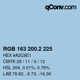 カラーコード: RGB 163 200.2 225 | qconv.com