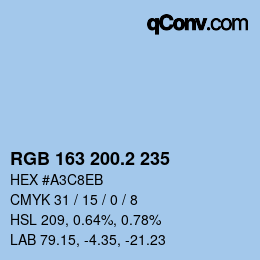 カラーコード: RGB 163 200.2 235 | qconv.com