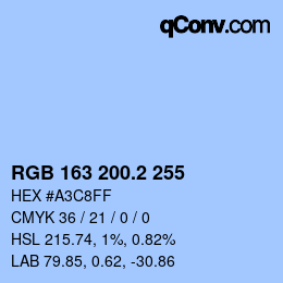 カラーコード: RGB 163 200.2 255 | qconv.com