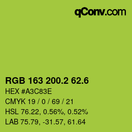 カラーコード: RGB 163 200.2 62.6 | qconv.com