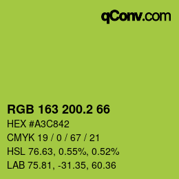 カラーコード: RGB 163 200.2 66 | qconv.com