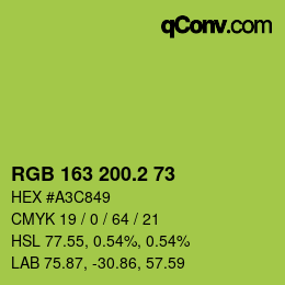 カラーコード: RGB 163 200.2 73 | qconv.com