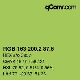 カラーコード: RGB 163 200.2 87.6 | qconv.com