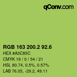 カラーコード: RGB 163 200.2 92.6 | qconv.com