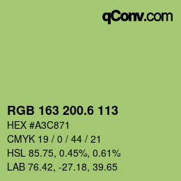 カラーコード: RGB 163 200.6 113 | qconv.com