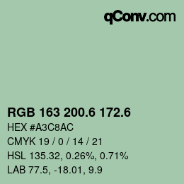 カラーコード: RGB 163 200.6 172.6 | qconv.com