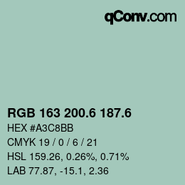 カラーコード: RGB 163 200.6 187.6 | qconv.com