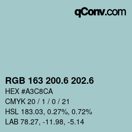 カラーコード: RGB 163 200.6 202.6 | qconv.com
