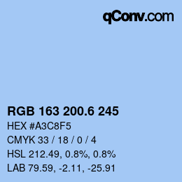 カラーコード: RGB 163 200.6 245 | qconv.com