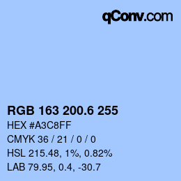 カラーコード: RGB 163 200.6 255 | qconv.com