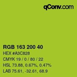 颜色代码: RGB 163 200 40 | qconv.com