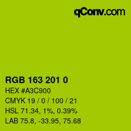 カラーコード: RGB 163 201 0 | qconv.com