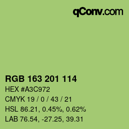 Color code: RGB 163 201 114 | qconv.com