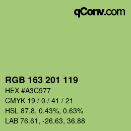 Color code: RGB 163 201 119 | qconv.com