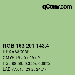 カラーコード: RGB 163 201 143.4 | qconv.com