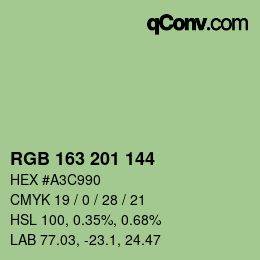 カラーコード: RGB 163 201 144 | qconv.com