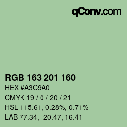 Color code: RGB 163 201 160 | qconv.com