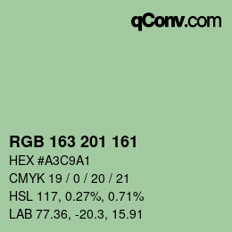 Color code: RGB 163 201 161 | qconv.com