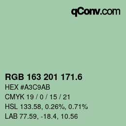 カラーコード: RGB 163 201 171.6 | qconv.com