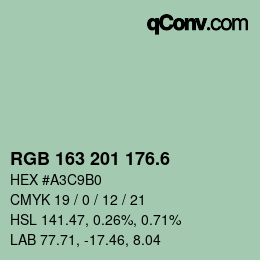 カラーコード: RGB 163 201 176.6 | qconv.com