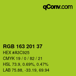 Color code: RGB 163 201 37 | qconv.com