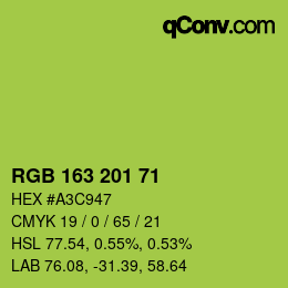 Color code: RGB 163 201 71 | qconv.com