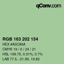 カラーコード: RGB 163 202 154 | qconv.com