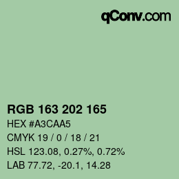 Color code: RGB 163 202 165 | qconv.com