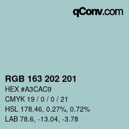 Color code: RGB 163 202 201 | qconv.com