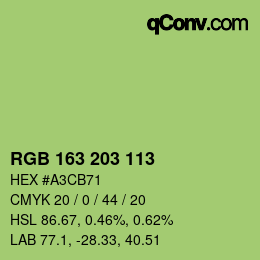 Color code: RGB 163 203 113 | qconv.com