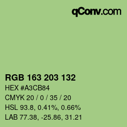 Color code: RGB 163 203 132 | qconv.com