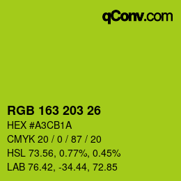 Color code: RGB 163 203 26 | qconv.com