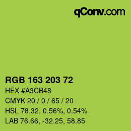 Color code: RGB 163 203 72 | qconv.com