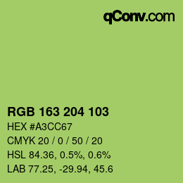 Color code: RGB 163 204 103 | qconv.com