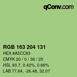 Color code: RGB 163 204 131 | qconv.com