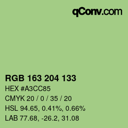 Color code: RGB 163 204 133 | qconv.com