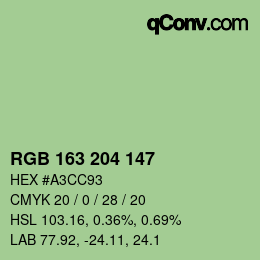 Código de color: RGB 163 204 147 | qconv.com