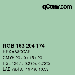 Color code: RGB 163 204 174 | qconv.com